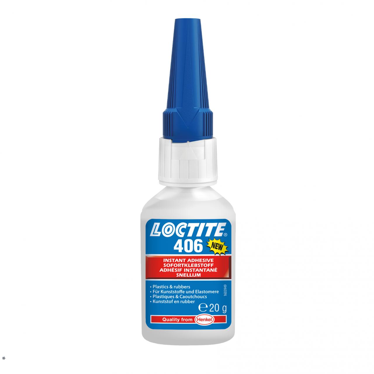 Loctite 406 20g kis viszkozitású gumi és műanyag pillanatragasztó